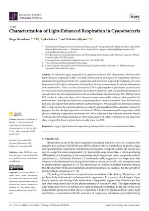 Characterization of Light-Enhanced Respiration in Cyanobacteria