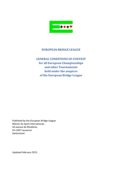 European Bridge League General Conditions Of