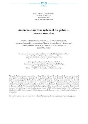 Autonomic Nervous System of the Pelvis — General Overview