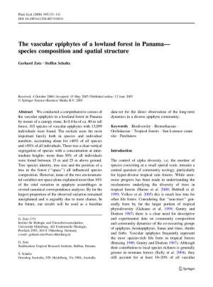 The Vascular Epiphytes of a Lowland Forest in Panama- Species Composition and Spatial Structure