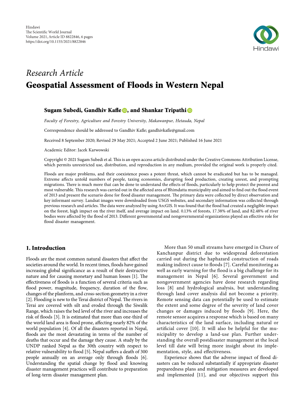 Geospatial Assessment of Floods in Western Nepal