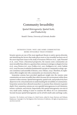 Community Invasibility Spatial Heterogeneity, Spatial Scale, and Productivity