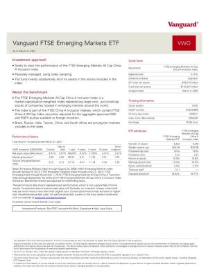 Vanguard FTSE Emerging Markets ETF VWO
