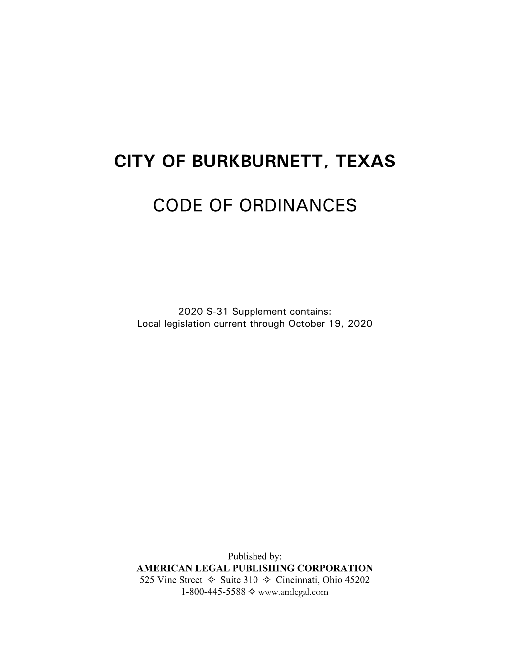 City of Burkburnett, Texas Code of Ordinances