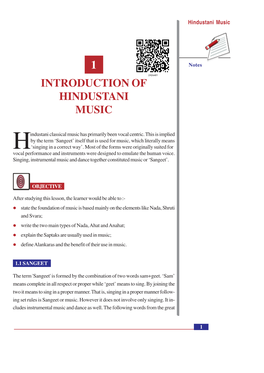 Introduction of Hindustani Music Hindustani Music