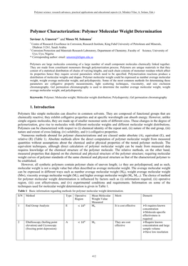 Polymer Molecular Weight Determination