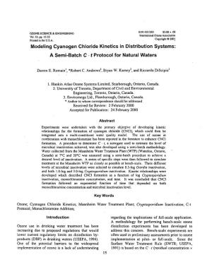 Modeling Cyanogen Chloride Kinetics in Distribution Systems: a Semi-Batch C