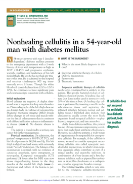 Nonhealing Cellulitis in a 54-Year-Old Man with Diabetes Mellitus