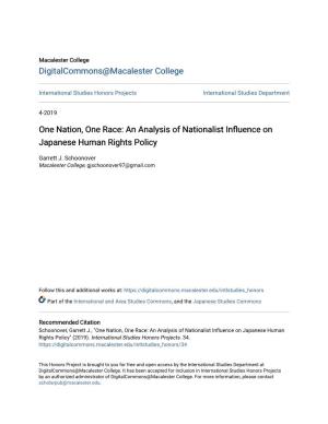 An Analysis of Nationalist Influence on Japanese Human Rights Policy