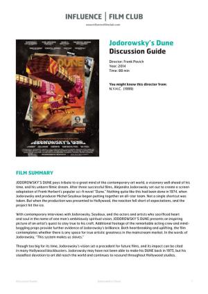 Jodorowsky's Dune Discussion Guide