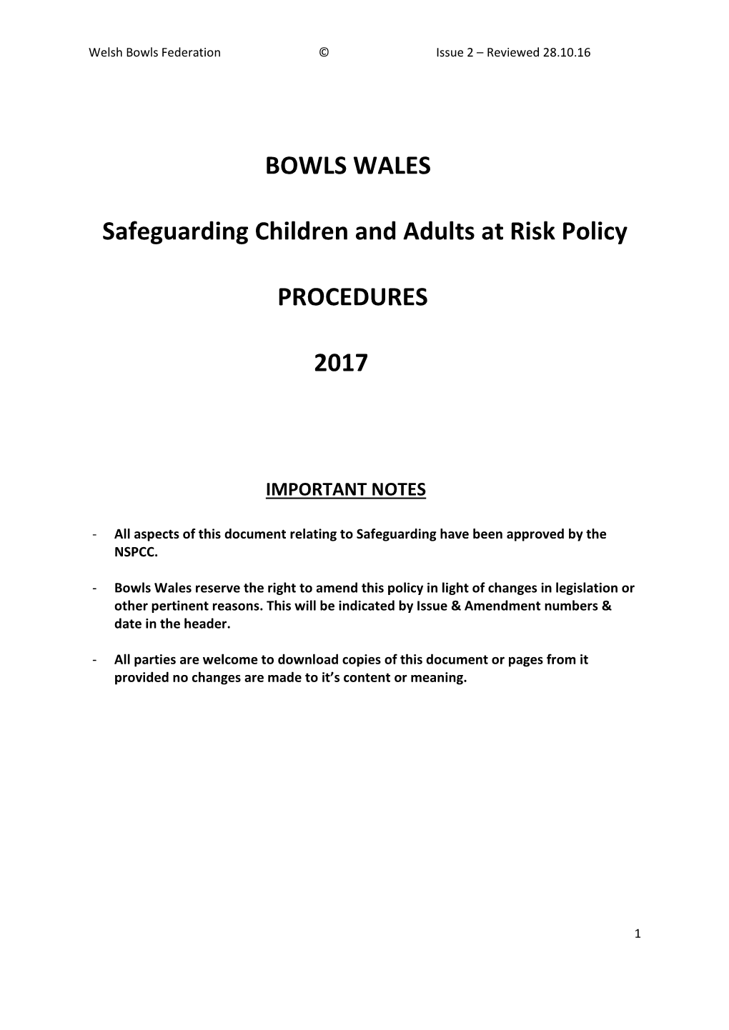BOWLS WALES Safeguarding Children and Adults at Risk Policy