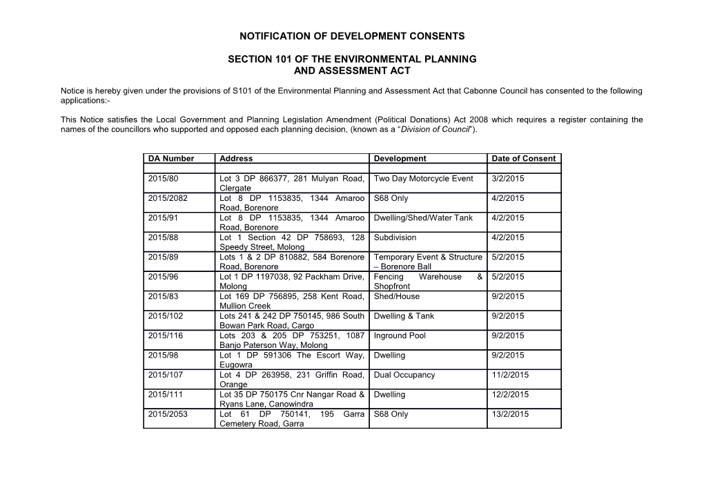 Section 101 of the Environmental Planning