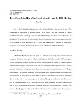 Jerry Falwell, the Rise of the Moral Majority, and the 1980 Election