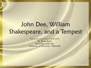 John Dee, William Shakespeare, and a Tempest