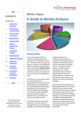 A Guide to Market Analysis Introduction 1