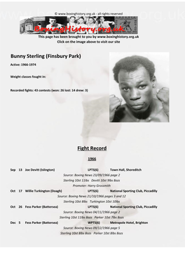 Fight Record Bunny Sterling