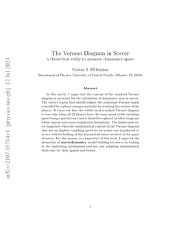 The Voronoi Diagram in Soccer Arxiv:2107.05714V1 [Physics.Soc