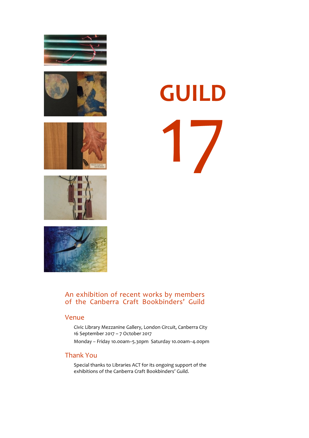 An Exhibition of Recent Works by Members of the Canberra Craft Bookbinders’ Guild