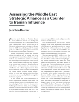Assessing the Middle East Strategic Alliance As a Counter to Iranian Influence