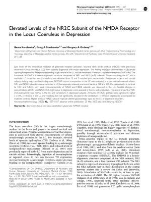 Elevated Levels of the NR2C Subunit of the NMDA Receptor in the Locus Coeruleus in Depression
