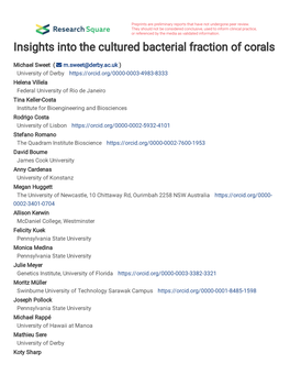 Insights Into the Cultured Bacterial Fraction of Corals