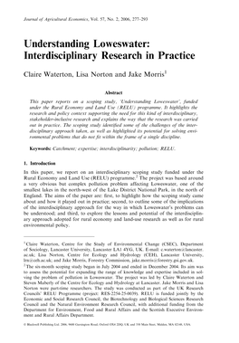 Understanding Loweswater: Interdisciplinary Research in Practice