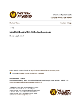 New Directions Within Applied Anthropology