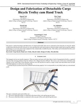 Design and Fabrication of Detachable Cargo Bicycle Trolley Cum Hand Truck (IJSTE/ Volume 4 / Issue 10 / 015)