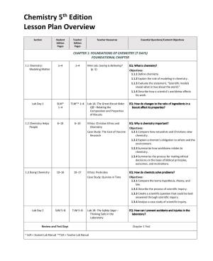 Chemistry, 5Th Ed. Lesson Plan Overview