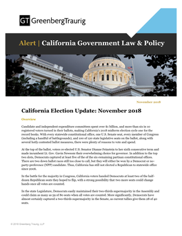 California Election Update: November 2018