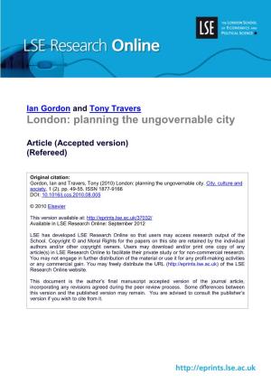London: Planning the Ungovernable City