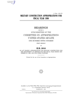 105–275 Military Construction Appropriations for Fiscal Year 1998
