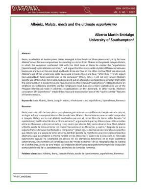 Albéniz, Malats, Iberia and the Ultimate Españolismo Alberto Martín Entrialgo University of Southampton1
