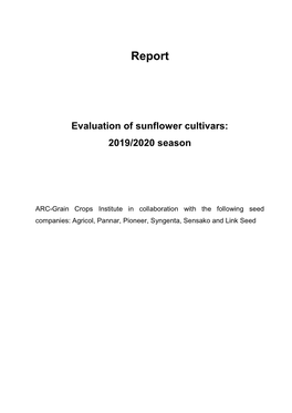 Sunflower Cultivar Report 2019-2020