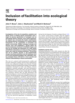 Inclusion of Facilitation Into Ecological Theory