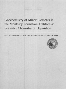 Geochemistfy of Minor Elements in the Monterey Formation, California: On