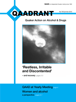 QAADRANT No 78 Summer 2015 Quaker Action on Alcohol & Drugs