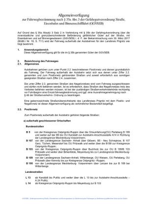 Allgemeinverfügung Zur Fahrwegbestimmung Nach § 35A Abs.3 Der Gefahrgutverordnung Straße, Eisenbahn Und Binnenschifffahrt (GGVSEB)