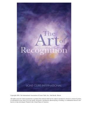 The Art of Recognition 1 Welcome