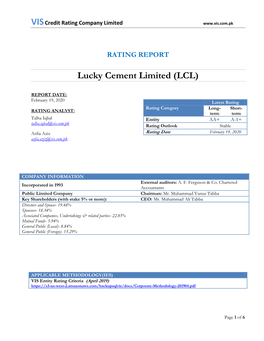 Lucky Cement Limited (LCL)