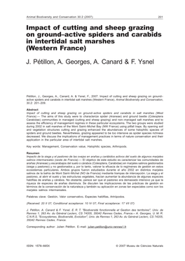 Impact of Cutting and Sheep Grazing on Ground–Active Spiders and Carabids in Intertidal Salt Marshes (Western France) J