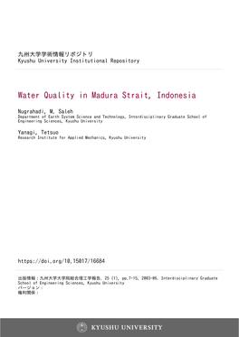 Water Quality in Madura Strait, Indonesia