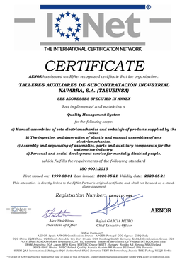 ISO 9001:2015ISO Iqnet Partners*: Iqnet SRAC Alone Document Alone Croatia