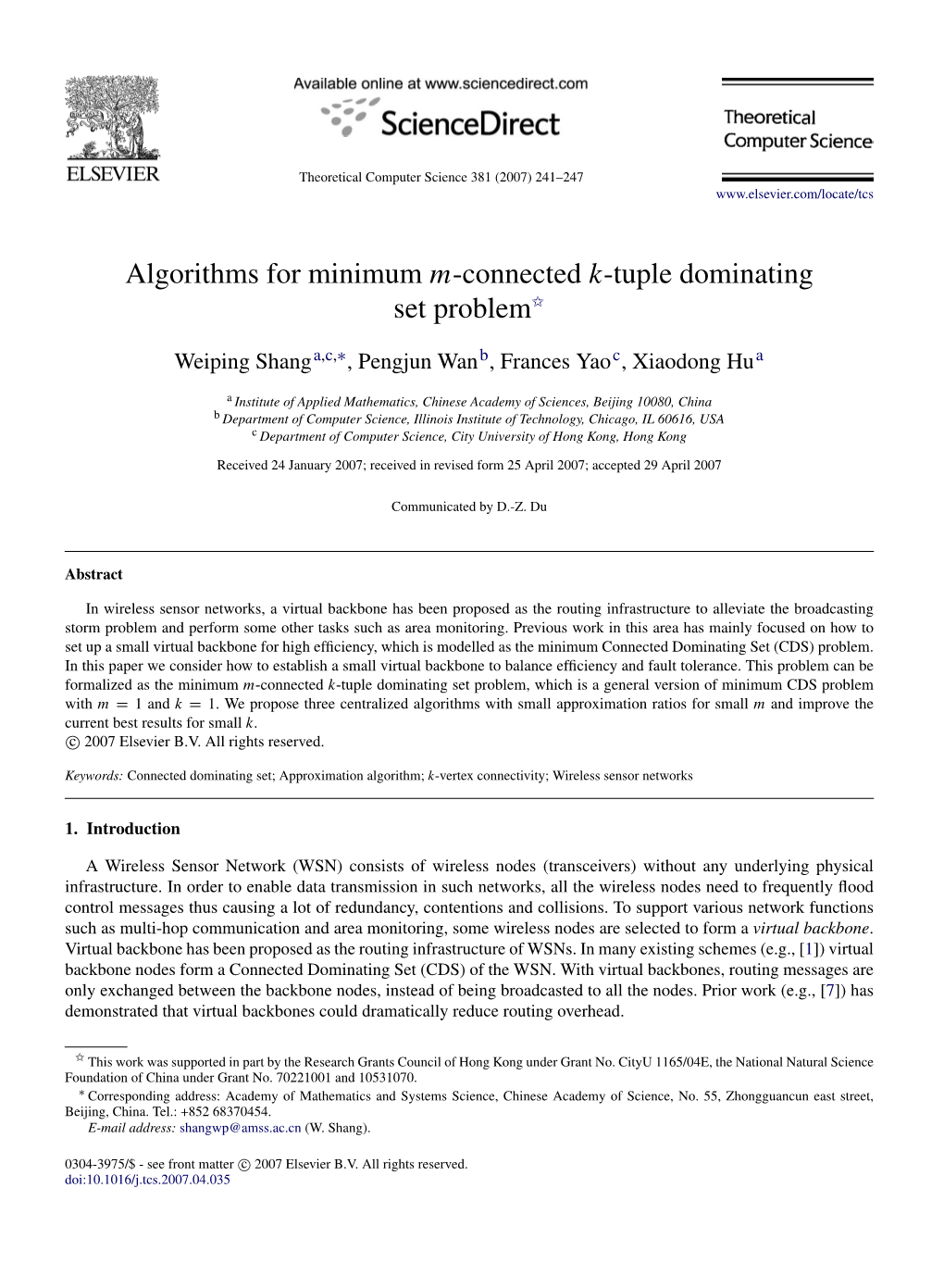Algorithms for Minimum M-Connected K-Tuple Dominating Set Problem$