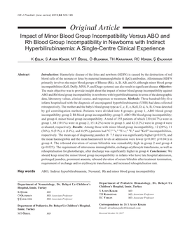 Impact of Minor Blood Group Incompatibility Versus ABO and Rh Blood Group Incompatibility in Newborns with Indirect Hyperbilirubinaemia