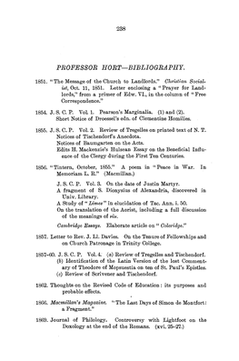 Professor Hort-Bibliography