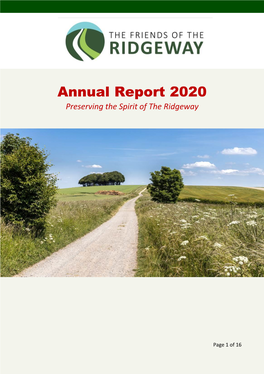Annual Report 2020 Preserving the Spirit of the Ridgeway