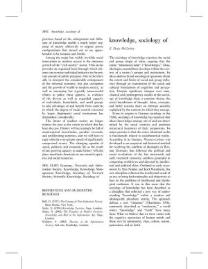Knowledge, Sociology Of