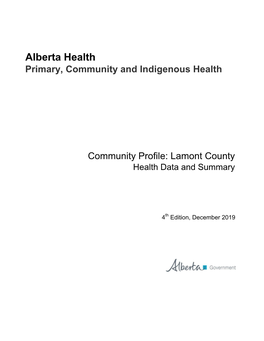 Community Profile: Lamont County Health Data and Summary. 4Th