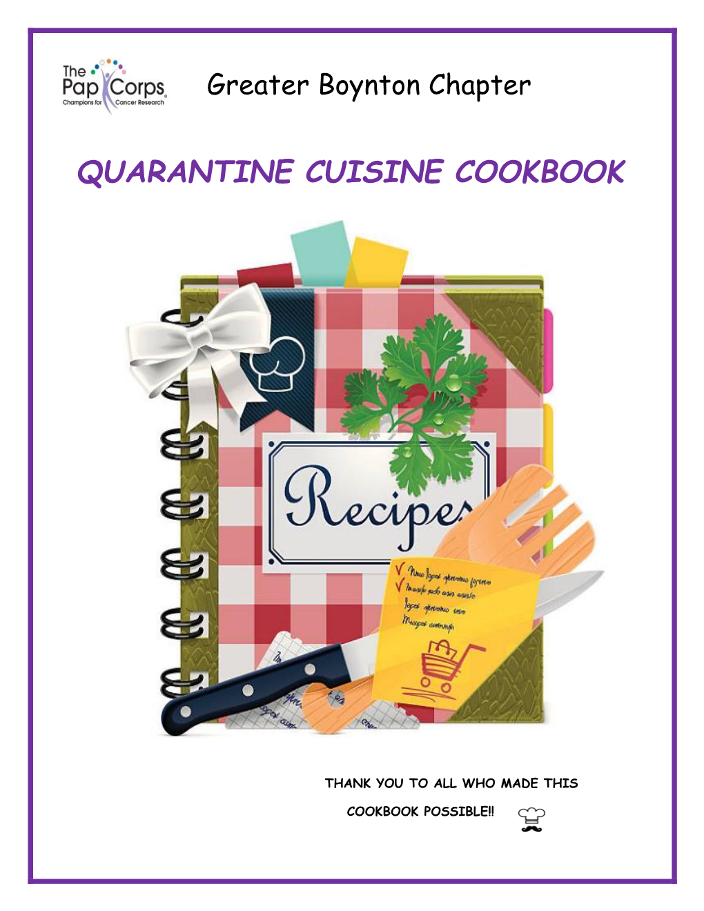 Quarantine Cuisine Cookbook